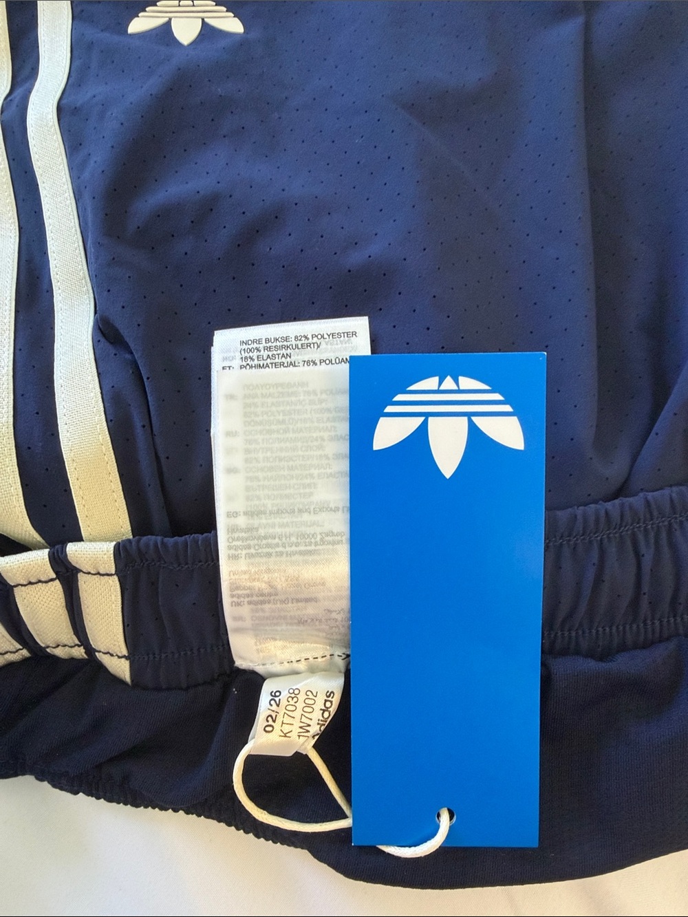adidas Navy Athletic Shorts with White 3-Stripes - Picture 5 of 7